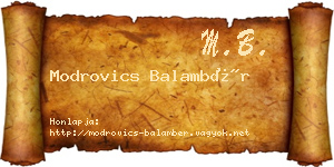 Modrovics Balambér névjegykártya